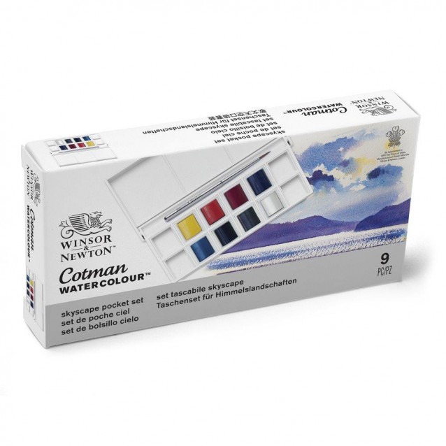Winsor & Newton Cotman Κασετίνα με 8 Πλακάκια Ακουαρέλας & Πινέλο Floral