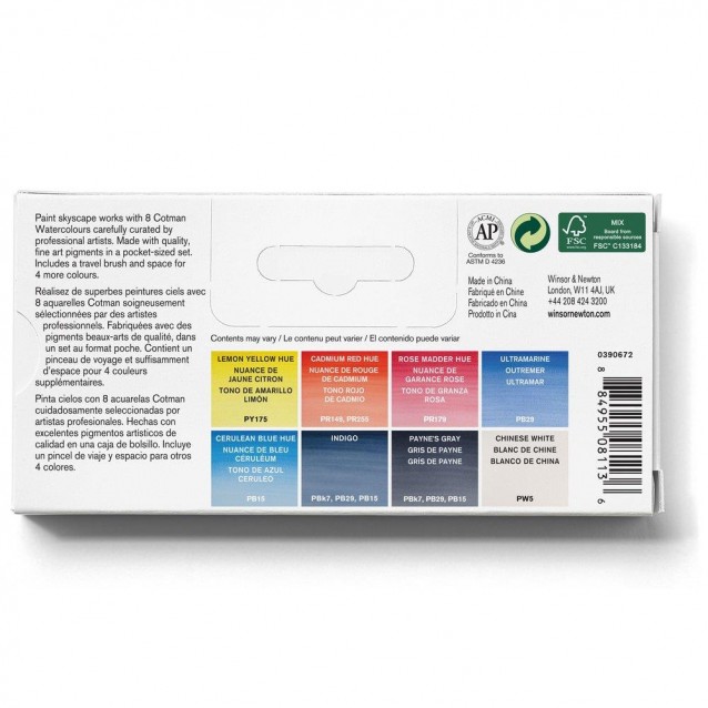 Winsor & Newton Cotman Κασετίνα με 8 Πλακάκια Ακουαρέλας & Πινέλο Floral