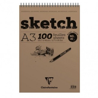 Clairefontaine Μπλοκ Σχεδίου Sketch Σπιράλ 100 φύλλων A3 (29,7x42cm) 90gr