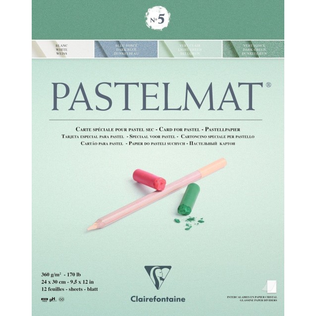 Clairefontaine Μπλοκ Pastelmat Nο.5 Κολλητό 12 Χρωματιστά Φύλλα 24x30cm 360gr