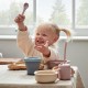 Bambino Βρεφικό Σετ με Σαλιάρα, Μπωλ και Κουτάλι Σιλικόνης Μπλε/Γκρι
