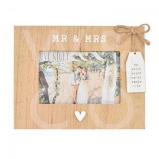 Love Story Ξύλινη Κορνίζα με Ετικέτα 15x10cm Mr & Mrs