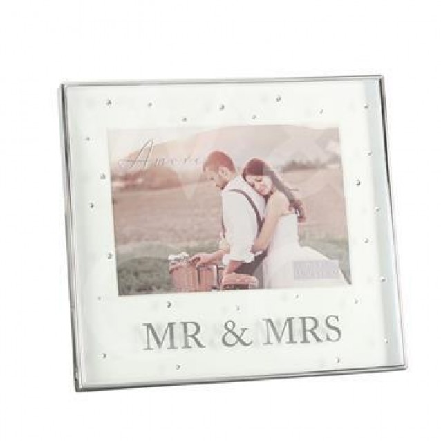 Amore Επάργυρη Κορνίζα Box 13x18cm με Κρυστάλλους Mr & Mrs