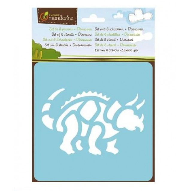 Avenue Mandarine Στένσιλ 6 Σχέδια 15x15cm Δεινόσαυροι