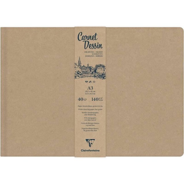 Clairefontaine Σκληρόδετο Μπλοκ Σχεδίου Carnet Dessin 40Φ A4 (21x29,7cm) 140g
