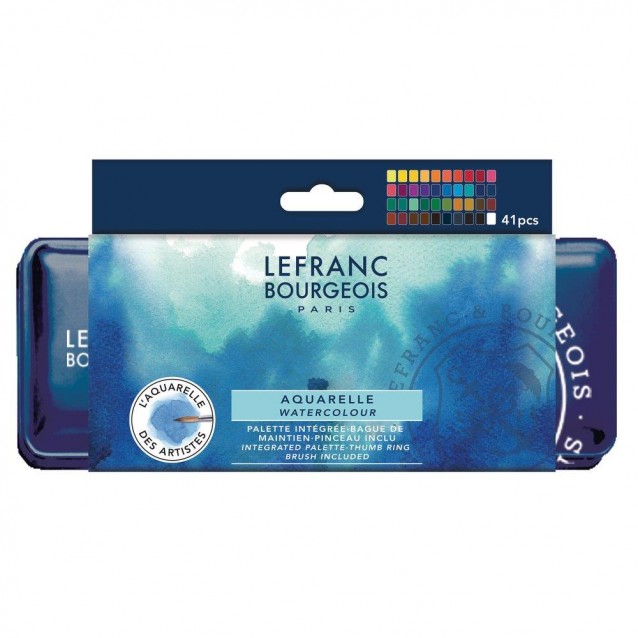 Lefranc & Bourgeois Μεταλλική Κασετίνα με 40 Fine Half Pans Ακουαρέλας & Πινέλο