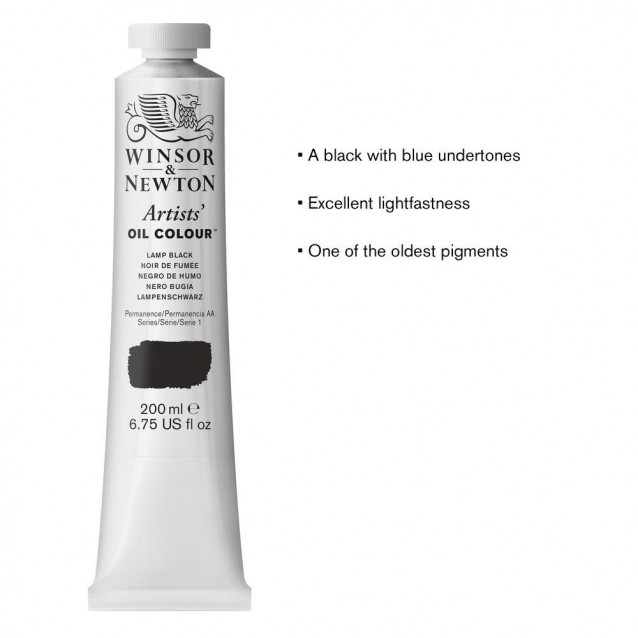 Winsor & Newton 200ml Artists Oil Series 1 Lamp Black