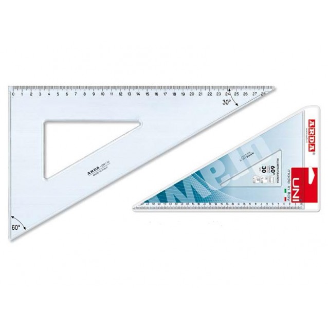 Arda Ορθογώνιο Τρίγωνο 35cm Διαφανές 60 μοιρών με Πατούρα Arda Ορθογώνιο Τρίγωνο 35cm Διαφανές 60 μοιρών με Πατούρα