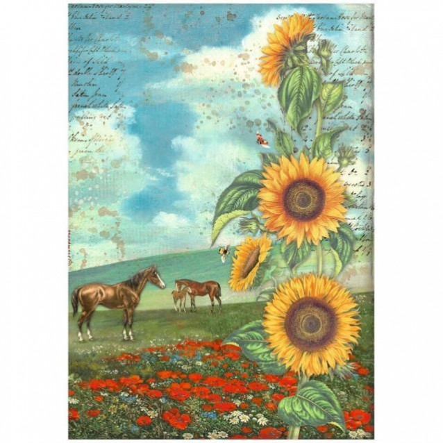 Stamperia Ριζόχαρτο Decoupage A4 (21X29,7cm) Sunflower Art And Horses