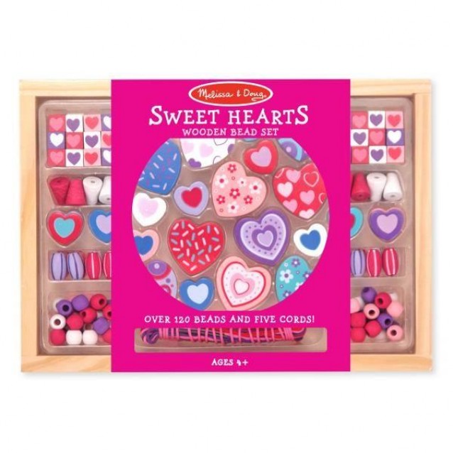 Melissa & Doug Φτιάξτε Κοσμήματα με Ξύλινες Χάντρες 120 Κομμάτια Καρδούλες