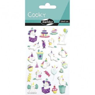 Cooky Αυτοκόλλητα 3D 7,5x12cm Μονόκεροι Γενέθλια