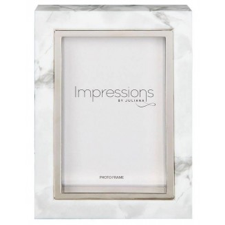 Impressions Λευκή Κορνίζα 10x15cm με Μαρμάρινη Όψη