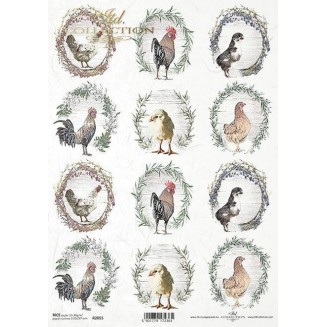 Itd. Collection Ριζόχαρτο Decoupage A4 (21x29,7cm) Hens and Roosters