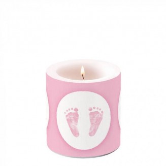 Ambiente Κερί Μικρό Φ7,5x9cm Baby Steps Girl