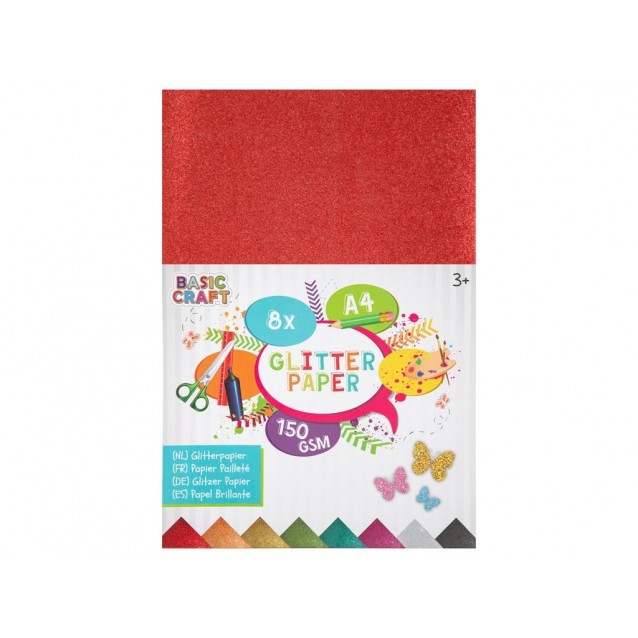 Craft ID 8 Μεταλλικά Glitter Χαρτιά Χειροτεχνίας 150gr Α4 (21x29 7cm)