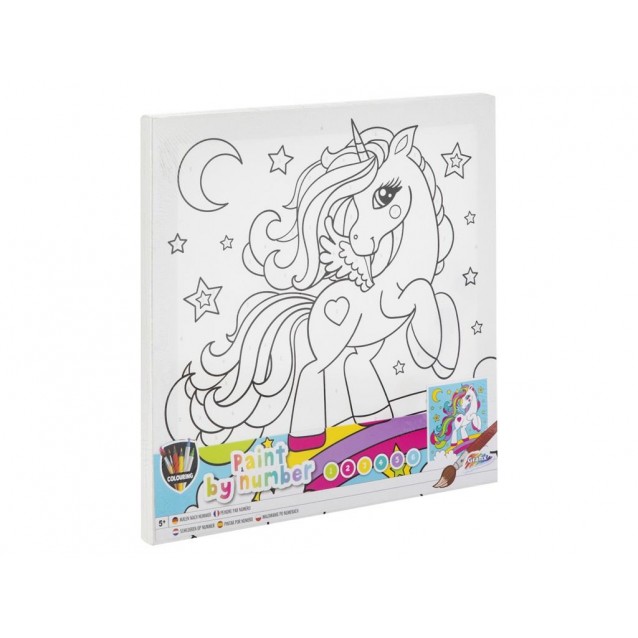 Moxy Προσχεδιασμένο Τελάρο 30x30cm με 6 Χρώματα & 2 Πινέλα Μονόκερος