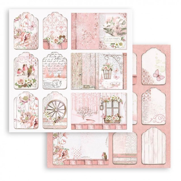 Stamperia Χαρτί Scrapbooking 30,5X30,5cm Διπλής Όψης Roseland Tags