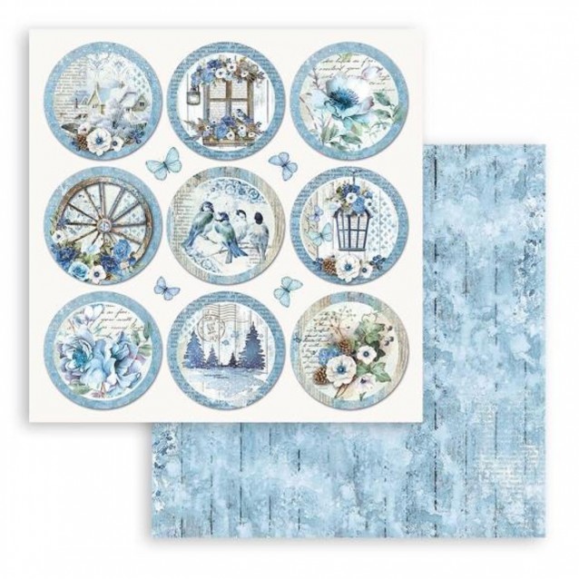 Stamperia Χαρτί Scrapbooking 30,5X30,5cm Διπλής Όψης Blue Land Rounds