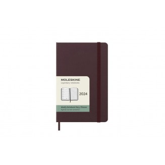 Moleskine Εβδομαδιαίο Σημειωματάριο Μικρό Burgundy Red Σκληρόδετο 2024