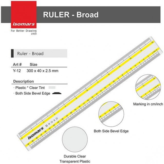 Isomars Χάρακας Πλαστικός 30x4cm με Πατούρα
