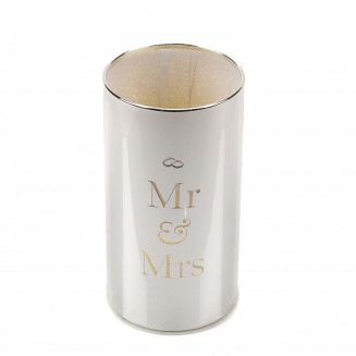Amore Light Up Silver Tube Lamp Mr & Mrs