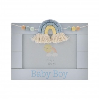 Petit Cheri Ξύλινη Κονρίζα 10x15cm Μακραμέ Ουράνιο Τόξο Baby Boy