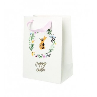 Rico Design Τσάντα Δώρου 18x26x12cm Στεφάνι Λαγός Happy Easter Hot Foil FSC