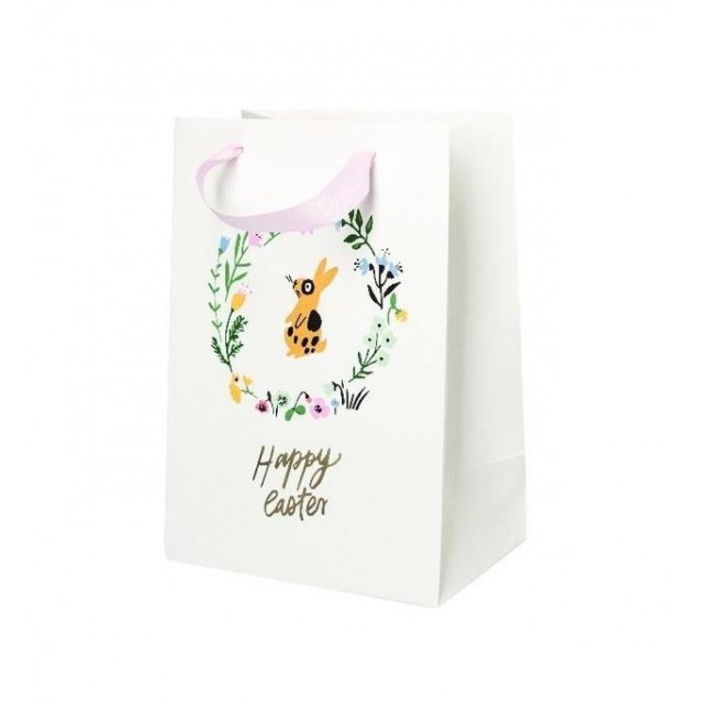 Rico Design Τσάντα Δώρου 18x26x12cm Στεφάνι Λαγός Happy Easter Hot Foil FSC
