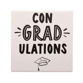 Hullabaloo Graduation Λευκό Κεραμικό Σουβέρ με Βάση Φελλού Congradulations