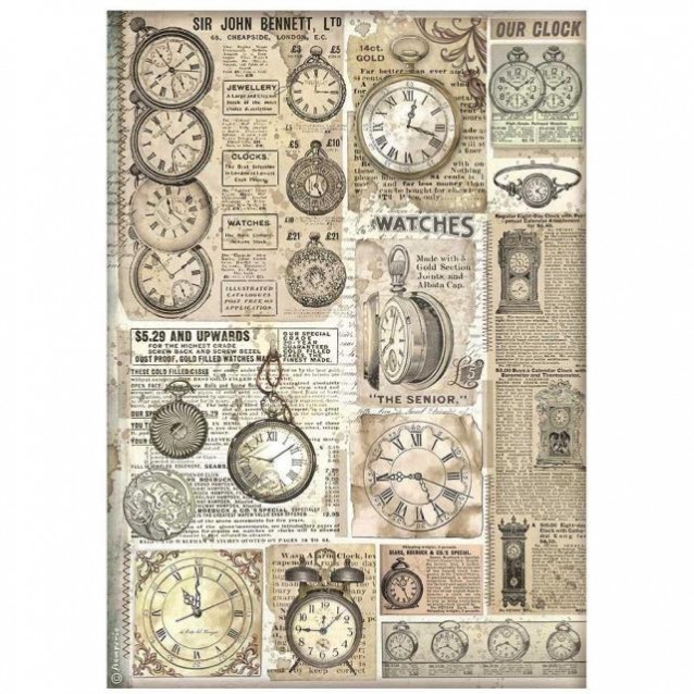 Stamperia Ριζόχαρτο Decoupage A4 (21x29,7cm) Clocks