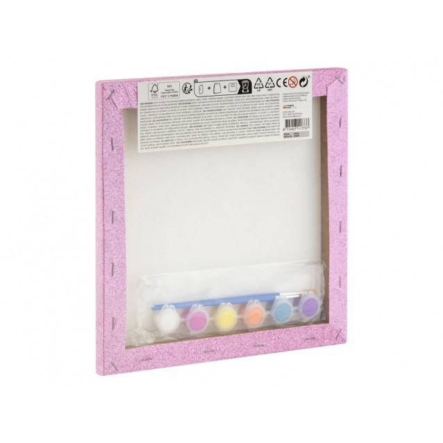Moxy Ζωγραφική με Νούμερα Glitter Τελάρο 25x25cm με 6 Χρώματα & Πινέλα Μονόκερος