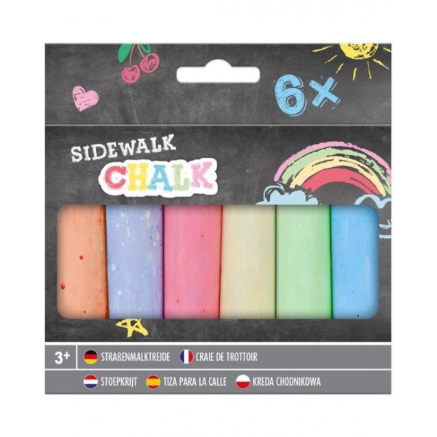 Moxy 6 Μεγάλες Χρωματιστές Κιμωλίες Πεζοδρομίου 14x2,5cm