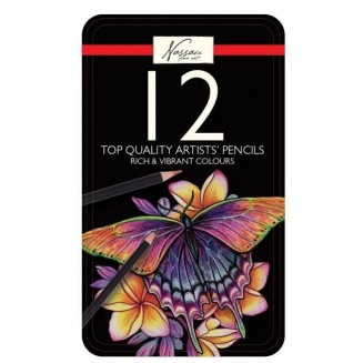 Nassau 12 Artists Coloured Pencils in Tin Box