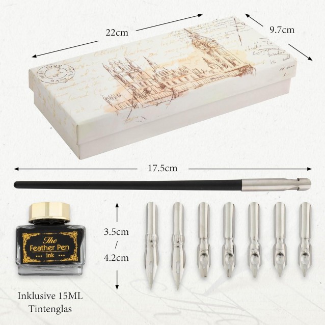 Nassau Κουτί Καλλιγραφίας με 7 Μύτες, Κονδυλοφόρο & Μελάνι 15ml
