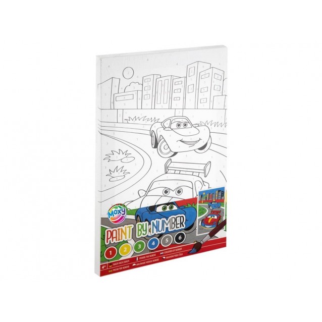Moxy Ζωγραφική με Νούμερα Τελάρο 20x30cm με 6 Χρώματα & Πινελο Cars