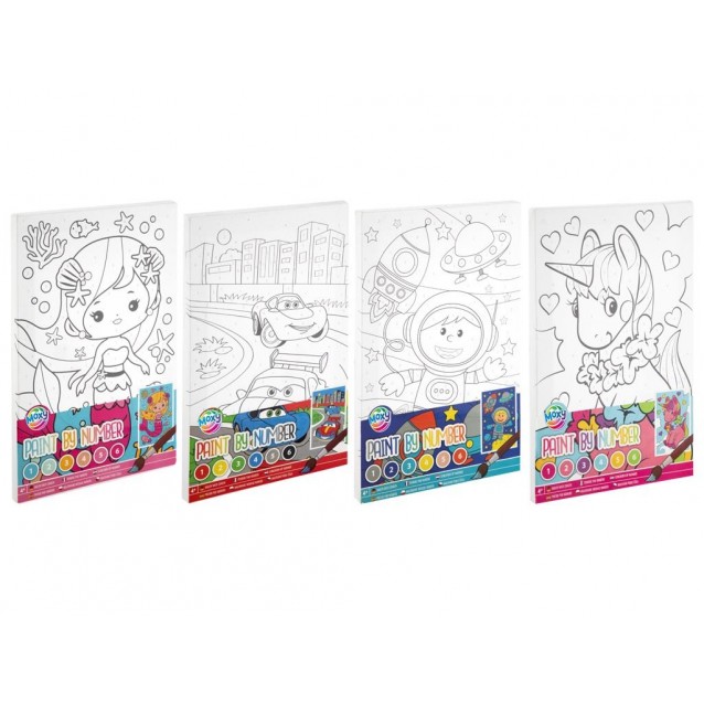 Moxy Ζωγραφική με Νούμερα Τελάρο 20x30cm με 6 Χρώματα & Πινελο Cars