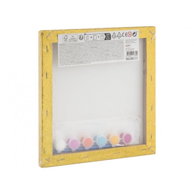 Moxy Ζωγραφική με Νούμερα Glitter Τελάρο 25x25cm με 6 Χρώματα & Πινέλα Λουλούδι