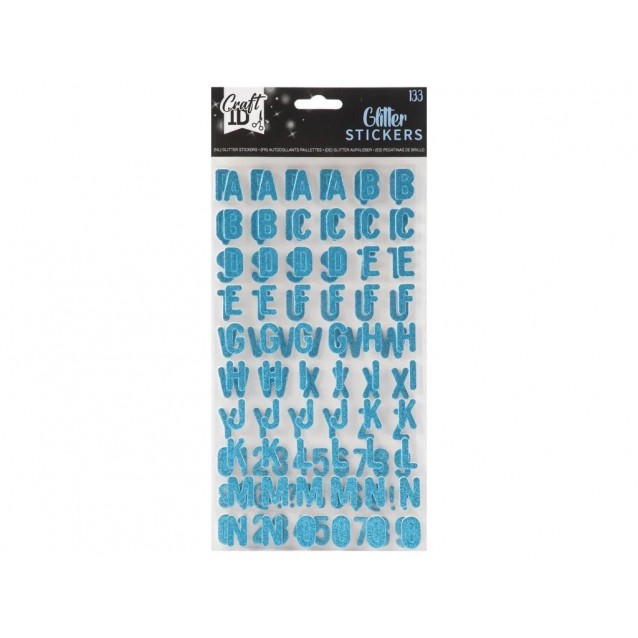 Craft ID 133 Αυτοκόλλητα Glitter Γράμματα Alphabet Τυρκουάζ