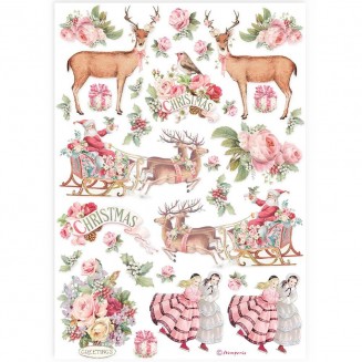 Stamperia Ριζόχαρτο Decoupage A4 (21X29,7cm) Pink Christmas