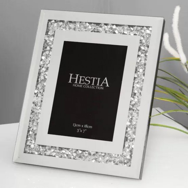 Hestia Καθρέπτης 13x18cm με Κρυστάλλινη Κορνίζα