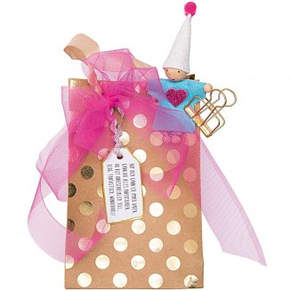 Rico Design Σακούλα Δώρου 12x18x10cm Χρυσό Πουά FSC