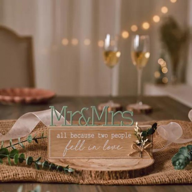 Love Story Διακοσμητική Πλακέτα Mr & Mrs - Fell In Love