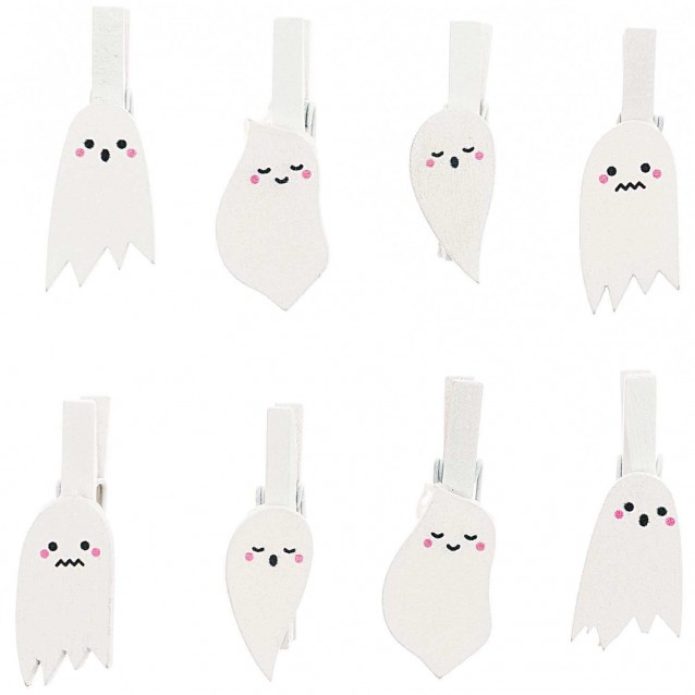 Rico Design 8 Ξύλινα Μανταλάκια Φαντασματάκια