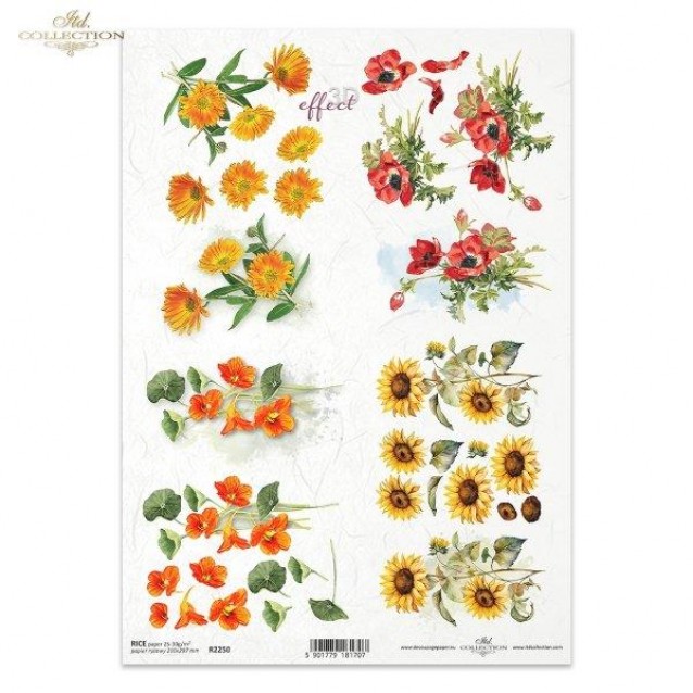 Itd. Collection Ριζόχαρτο Decoupage A4 (21x29,7cm) Marigolds and Sunflowers
