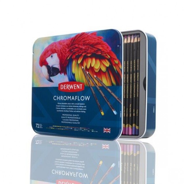 Derwent Μεταλλική Κασετίνα με 72 Μολύβια Chromaflow