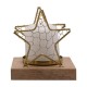 Celestial Κηροπήγιο Χρυσό Αστέρι με Πλεγμένο Σύρμα σε Ξύλινη Βάση Μικρό