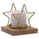 Celestial Κηροπήγιο Χρυσό Αστέρι με Πλεγμένο Σύρμα σε Ξύλινη Βάση Μικρό