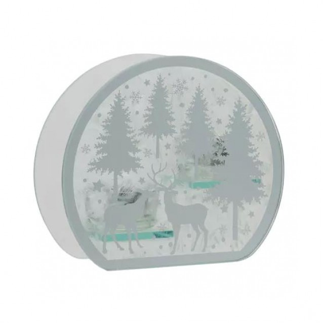 Frosted Haven Winter Γυάλινο Χριστουγεννιάτικο Κηροπήγιο Ρεσώ Στρογγυλό