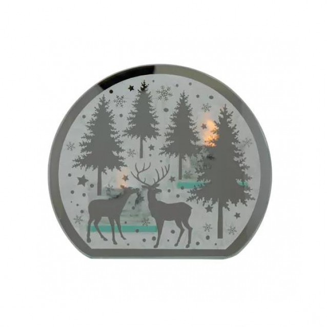 Frosted Haven Winter Γυάλινο Χριστουγεννιάτικο Κηροπήγιο Ρεσώ Στρογγυλό