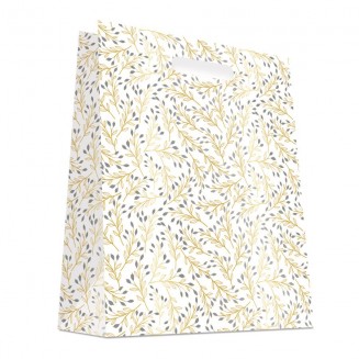 Τσάντα Δώρου 18x10x23cm Χρυσό & Ασημί με Λαβή